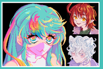 design pixel art profile picture in anime style