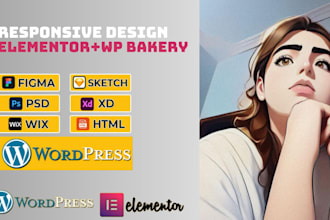 convert figma, sketch, xd to wordpress using elementor pro