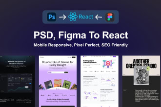 convert figma and PSD to react web apps with mern stack expertise