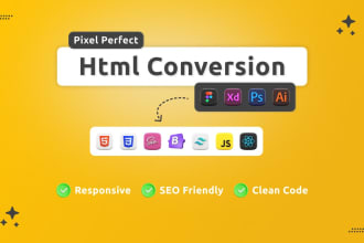 convert PSD to html figma to html xd to html css responsive bootstrap 5 website