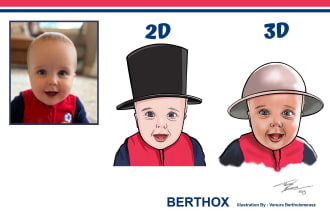 draw detailed cartoon portrait for kids, baby, family