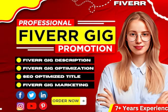 write SEO optimized fiverr gig description, fiverr gig, profile, and promotion