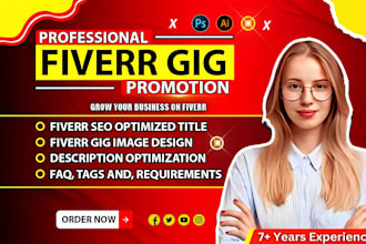 write SEO optimized fiverr gig description, fiverr gig, profile, and promotion