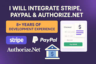 integrate stripe or paypal into mobile web and app integrate any payment gateway