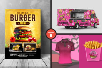 make restaurant flyers or food truck wraps and food packaging design