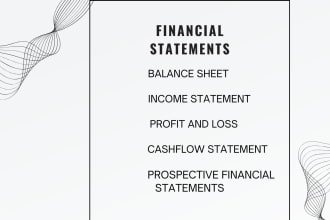 prepare balance sheet,  profit and loss and cashflow statement
