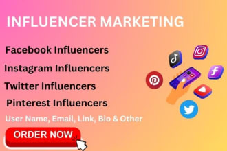 find  tiktok, youtube, twitter and instagram influencer lists for the influencer
