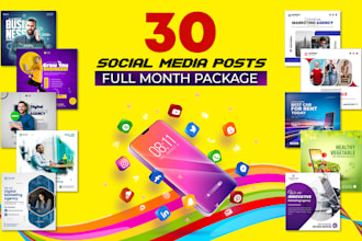design 30 creative social media post designs for whole month