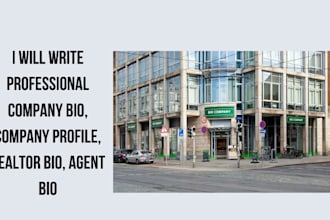 write professional company bio, company profile, realtor bio, agent bio