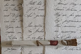 write beautiful vintage font with wax stamp