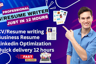 create professional cv resume design in 12 hours, expert cv writer, resume maker