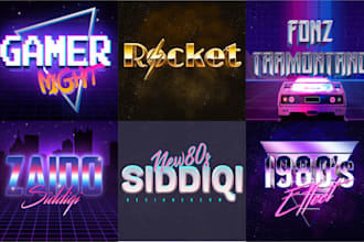 create 80s neon retro synthwave and 3d chrome designs