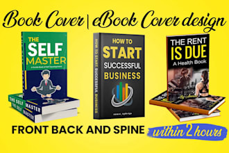 do book, ebook cover, kdp cover, front back spine in 2 hours