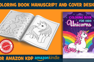 create kids coloring book manuscript and cover design for amazon KDP