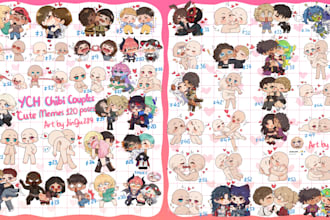 draw ych chibi couples cute memes 120 poses vol2