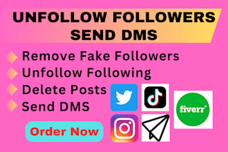unfollow instagram, twitter followings, delete tweets, posts and send dms