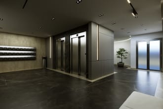 design and render stage, reception, lobby, meeting room project