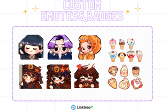 do a cute custom twitch emotes and sub badges