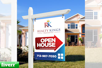 design modern real estate yard sign, billboard, signage,