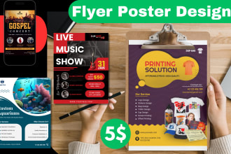 design professional flyer poster brochure for product food business event