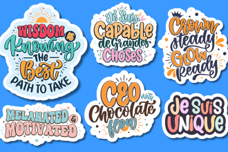 design custom hand lettering, script typography, vector sticker designs