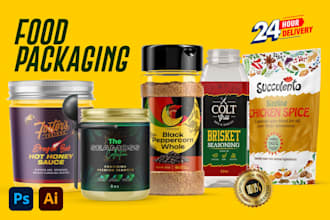 design jar labels, spice labels, sauce labels, seasoning and pepper label design