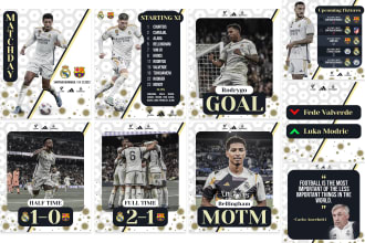 design set of editable social media posts for football or soccer team