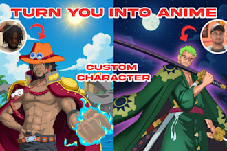 create stunning one piece anime cartoon characters for you
