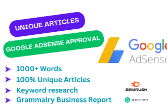 provide 35 unique SEO articles and blog post writing for google adsense approval