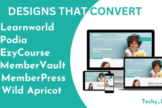 setup online course on thinkific, podia, teachable, learnworld, clickfunnels