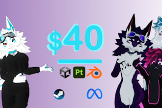 retexture and setup vrchat furry avatars for  PC and quest