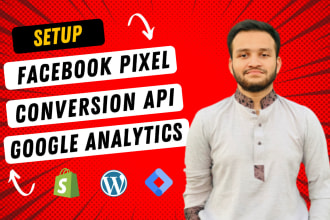 set up facebook pixel, conversion API, google analytics through GTM
