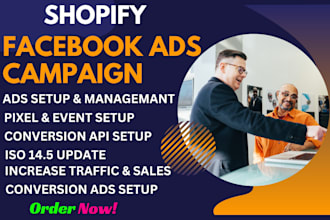 setup shopify facebook ads campaigns, instagram ads, fb marketing, shopify ads