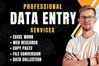do data entry, web scraping, excel, typing, copy paste work