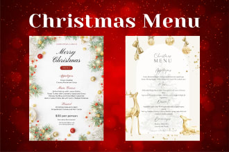 design a christmas, halloween menu, card and poster for you
