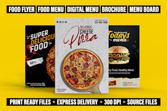 design modern food flyer digital menu board food menu card restaurant menu