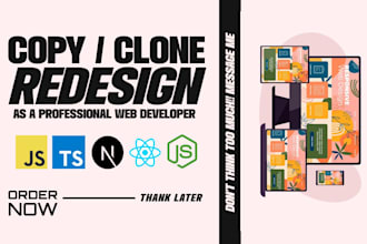 redesign, copy clone website using react js and next js