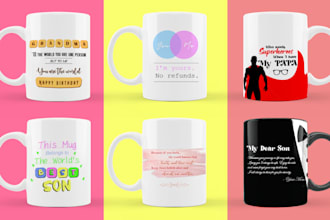 create a trendy, custom typography coffee mug design
