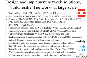 design and implement network solution, configure network router switch firewall