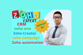expert zoho setup, CRM, books, campaigns, desk, forms and sites