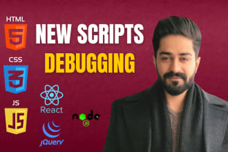write and debug scripts in html, css, javascript and jquery