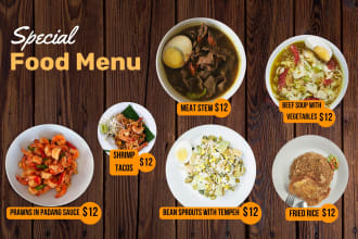 professional and creative menu card design