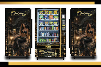 create modern vending machine wrap design