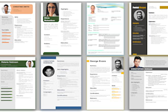 create resume CV design, edit, modern template design