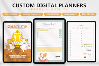 design hyperlinked etsy digital planner, journal, notebook