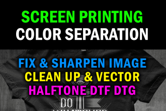 fix and prepare color separation for screen printing, vectorize halftone, cmyk