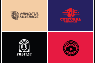 do modern minimal design for podcast, youtube and cover logo