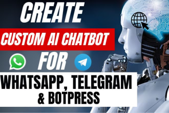 develop whatsapp ai chatbot, telegram bot, botpress