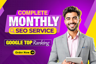 provide monthly SEO service for keyword 1st page google rankings