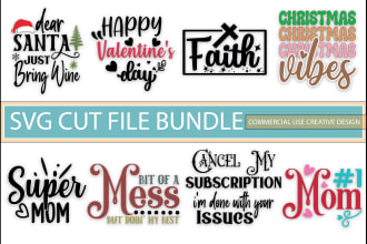 provide typography, svg cut files design bundles